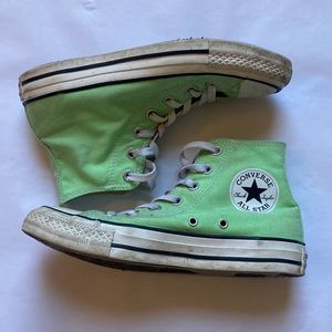 Lime green high top converse